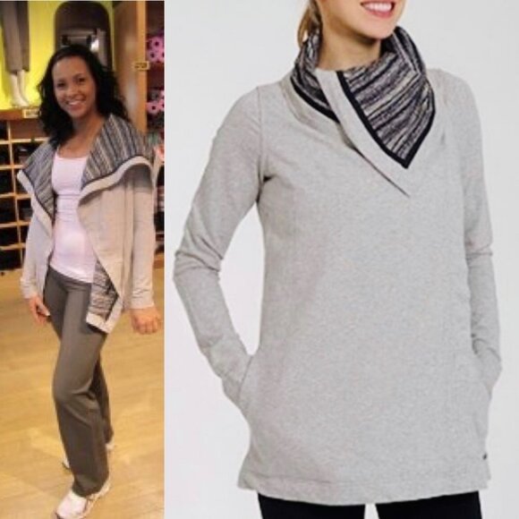 Lululemon Savasanah Wrap Sweater Coat Shacket Heathered Grey Strata‎ Size 2 Warm - Picture 1 of 10